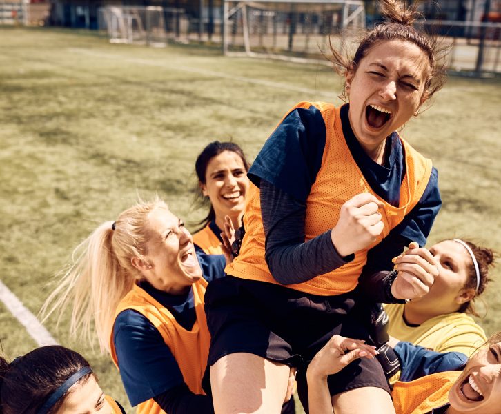 6+ girls having fun and laughing at practice
